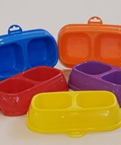 Renkli Kare Mama Kabı Çiftli Plastik Büyük